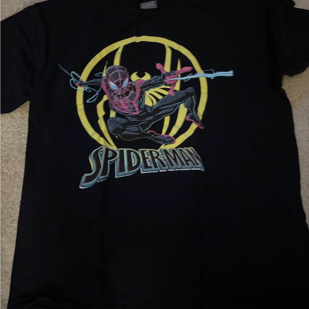 Marvel Black Spider-Man Tee with Yellow and Red Design